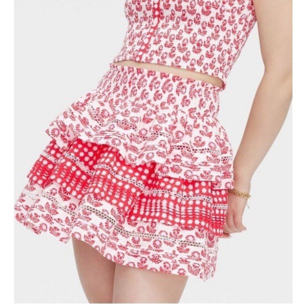 Roller Rabbit Women's Floral/Star Geo Tiered Mini Skirt - 0L8X53‎ -Size XS